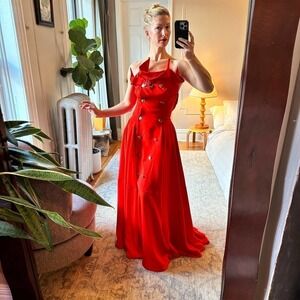 NWT Y2K YOHJI YAMAMOTO Formal Red Silk Gown - Spring Summer 2005 Collection